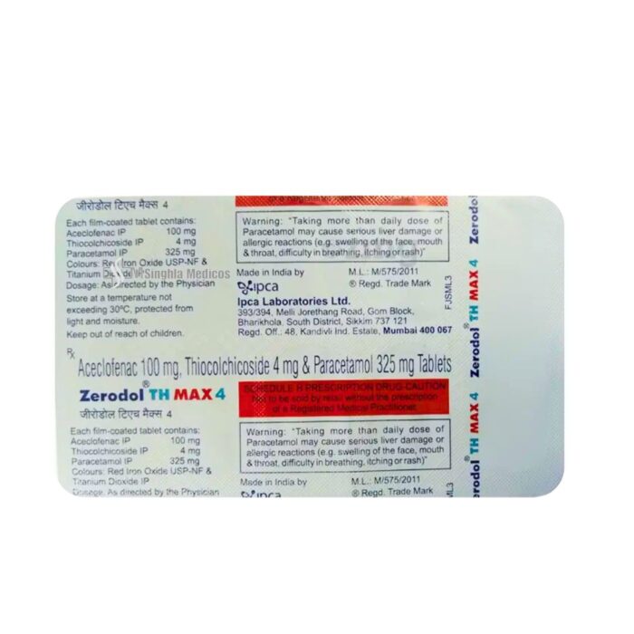 Zerodol TH Max 4mg/100mg/325mg Tablet